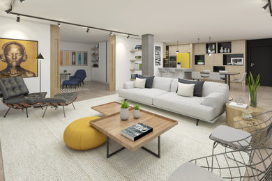 Living room - industrial living room idea in Other