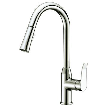 Dawn Single Lever Pull Down Spray Kitchen Faucet, Brushed Nickel