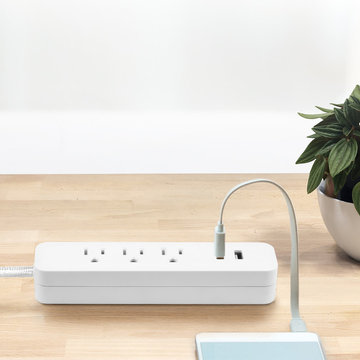 Designer Series 6ft 3-Outlet USB Surge Protector Power Strip, 2x USB Ports, Surg