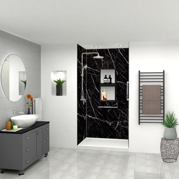Transolid Titan Shower Wall Kit, Black Caruso (Honed), 48-in X 36-in X 96-in