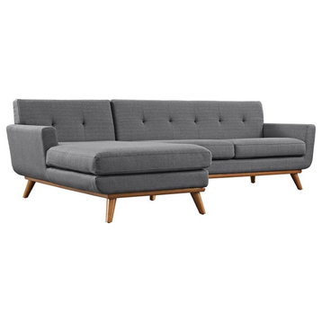 Modway Engage Left-Facing Upholstered Fabric Sectional Sofa in Gray