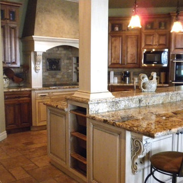 Kitchen with island columns