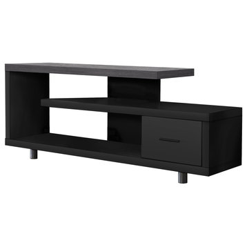 Tv Stand, 60 Inch, Console, Living Room, Bedroom, Laminate, Black