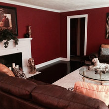 Red Eclectic Traditional Zebra And Leopard Living Room