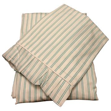 Spring Green Stripes - 100% Cotton Flat Bedsheet - King