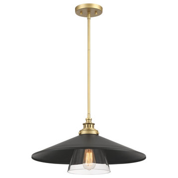 Segan One Light Mini Pendant in Coal And (Painted) Soft Brass