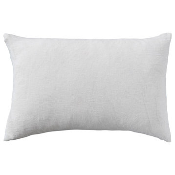 24 Inches Stonewashed Linen Lumbar Pillow, Ivory, Ivory