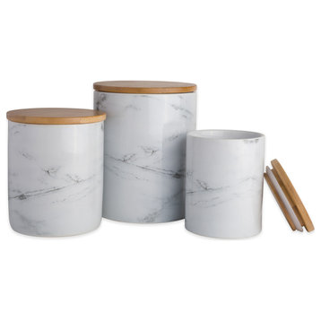 DII White Marble Ceramic Canister, Set of 3