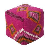 Southwestern/Lodge Surya Poufs Pouf/Ottoman, Pink, Square 18"
