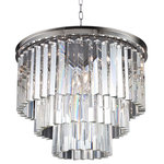 Gatsby Luminaires - Glass Fringe 9-Light Chandelier, Polished Nickel, Clear, Without LED Bulbs - Bring glamour to your home with this nine light stunning pendant chandelier from Glass Fringe collection. Industrial style frame yet delicate and modern glass fringe options this stunning ceiling light will surely update your decor