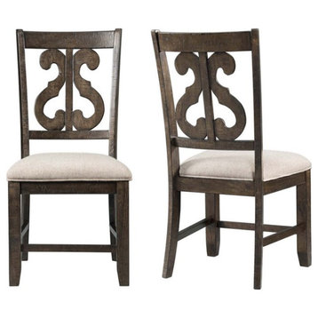 Bowery Hill 41"H Traditional Wood Dining Chair in Smokey Walnut (Set of 2)