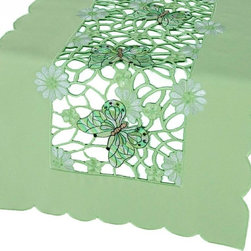 Xia Home Fashions - Emerald Mariposa Table Runner - Table Runners