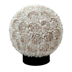 Floral Clamrose Shell Sphere Table Lamp - Table Lamps
