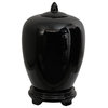 11" Solid Black Porcelain Vase Jar