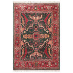 Bareens Designer Rugs - Oriental  Ziegler James Green/Rust Wool Rug  - 8'2'' x 9'10'' - A Persian influenced Turkish hand knotted rug made by skilled artisans capable of creating the most exceptional vegetable dyes and hand-spun New Zealand wool. This gorgeous one of a kind Peshawar Kafkaz handmade rugs is also known as a Chobi Ziegler Rug. This gorgeous rug is extremely versatile and is famous for its pleasing color palette and informal design that works in a myriad of interiors. It has been expertly hand-tied, finished, sun-dried, and can contain up to 1.5 million knots. It takes 4 skilled artisans to hand knot this rug nine to twelve months to complete this piece of art. The invigorating colors and patterns in this rug will give your home an elegant and fresh appearance. While drawing upon the coloring and patterns of antique rugs, contemporary Peshawar pieces incorporate modern design motifs and feature vibrant color tones. Give your room a luxurious look and feel with this beautiful rug with gorgeous color pallet. The intricate design allows this oriental rug to create a royal ambience in any d�cor. Hand knotted construction and natural fibers gives this rug soft feel under your feet.