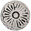 Set of Four Round Metal Cabinet Knobs in Distressed White Finish