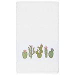 Linum Home Textiles - Mila Embellished Bath Towel - The MILA Embellished Towel Collection features whimsical blooming cactus in applique embroidery on a woven textured border. These soft and luxurious towels are made of 100% premium Turkish Cotton and offer lasting absorbency and superior durability. These lavish Turkish towels are produced in Linum�s state-of-the-art vertically integrated green factory in Turkey, which runs on 100% solar energy.