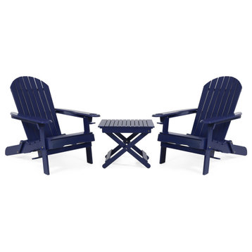 Duncan Outdoor Acacia Wood 2-Seater Folding Chat Set, Navy Blue