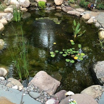 13'x20' Pond with Three-Tier Waterfall and Natural Stone Patio