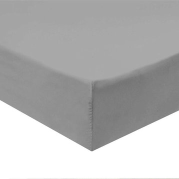 Calking Size Fitted Sheets 100% Cotton 600 Thread Count Solid (Gray)