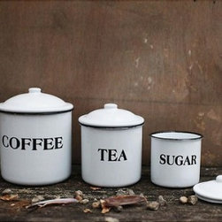 ENAMEL METAL COFFEE, TEA, SUGAR CANISTERS, SET OF 3 - Products
