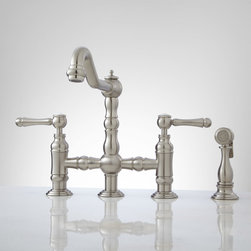 DELILAH DECK-MOUNT BRIDGE FAUCET WITH SIDE SPRAY - LEVER HANDLES - Kitchen Faucets
