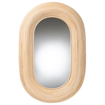 Tilly Natural Rattan Accent Wall Mirror, Oval