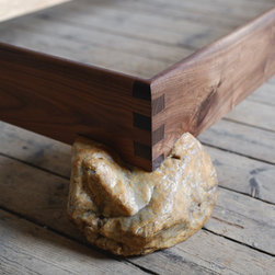 Walnut Stone Plinth Bed - Bed Frames