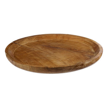 Brown Creative Co-op Handcarved Mango Wood Tray with Intricate Floral Designs Serveware