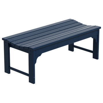 WestinTrends Plastic Picnic Bench Outdoor Dining Patio Lounge Garden Bench, Navy Blue