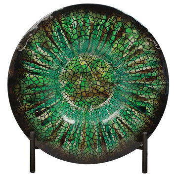 Urban Designs Shades Of Green Decorative Glass Charger Plate and Stand