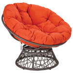 Office Star Products - Papasan Chair, Orange/Gray - 360 swivel function Built-in fabric straps to hold cushion in place Thick padded, button-tufted polyester cushion Metal frame wrapped in a durable resin wicker Dimensions: 37.25 x 37.25 x 29.5 H UPSable