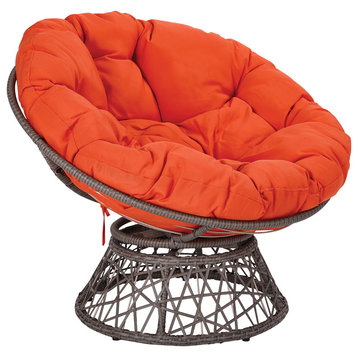 Papasan Chair, Orange/Gray