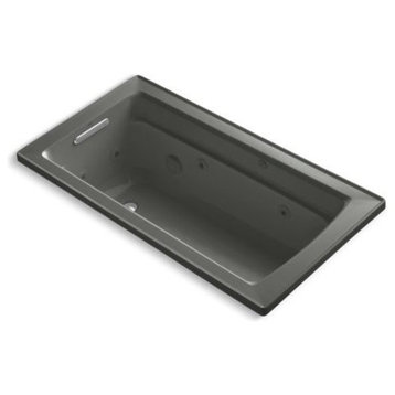 Kohler Archer 60"x32" Drop-In Whirlpool and Bask Heated Surface, Thunder Gray