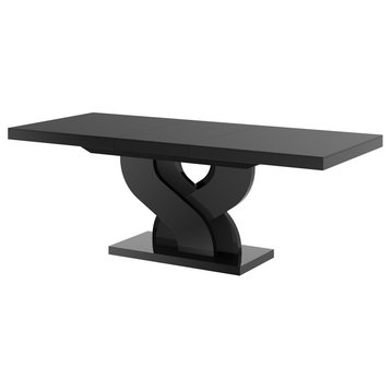 BELLA High Gloss Extendable Dining Table, Black