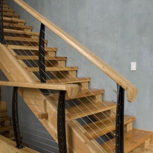 Stairs and railings, log home