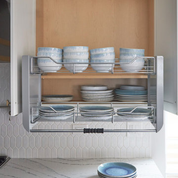 White and Blue Transitional Kitchen