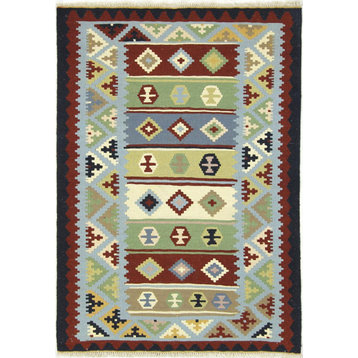 Persian Kilim Fars 4'10"x3'5" Hand Woven Oriental Rug
