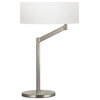 Perch Swing Arm Table Lamp With White Shade, Satin Nickel