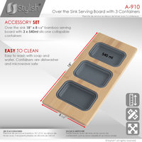 Over The Sink Serving Board With 3 Containers A-910