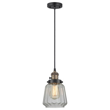 Chatham Mini Pendant With Switch, Black Antique Brass, Clear