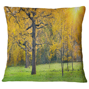 Sunny Park With Oak Panorama Landscape Printed Throw Pillow, 16"x16"