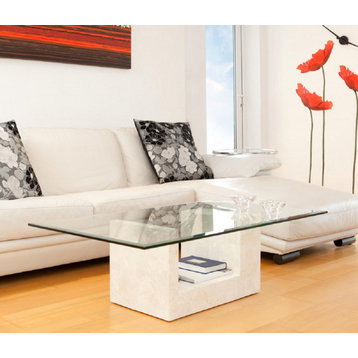 1/2 inch Thick Beveled Polished Tempered Square Glass Table Top, 20"