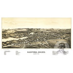 Ted's Vintage Art - Historic Sanford, ME Map 1889, Vintage Maine Art Print, 18"x24" - Ghosted image on final product not included