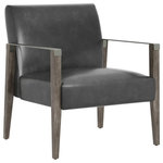 Sunpan - Earl Lounge Chair - Modern with a refined edge, this lounge chair will bring comfort to any space without compromising style. Stocked in brentwood charcoal leather with a solid ash grey oak wood frame. Completed with accenting pewter metal armests. Dining armchair version also available. As wood is an organic, porous material, these pieces will contain natural variations of texture and may also exhibit fine indentations and cracks. Wood pieces will also display a disparity of colour and grain, and visible knots and burls that add to the character of each piece. Handle with Care: This design has been crafted with 100% leather. Leather is a natural material; as such, colour variations, markings, wrinkles, grooves and light scratches are acceptable and appreciated characteristics. No two pieces are alike. Visit our Product Care page for more information on how to ensure the lasting beauty of this piece.
