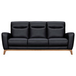 Armen Living - Greyson 83" Black Leather Sofa - Elevate your living space with the Greyson 83" Leather Upholstered Sofa from Armen Living - a fusion of modern sophistication and luxurious comfort. This impeccably designed sofa is the perfect centerpiece for your home, seamlessly combining chic aesthetics with unparalleled relaxation. Available in both serene Dove Gray and classic Black leather upholstery, this couch offers a sleek, modern design that's both visually captivating and incredibly comfortable. The minimalist wood base and legs elevate its profile, creating an open and spacious feel. Measuring a generous 83 inches in width, the Greyson sofa provides ample seating for up to three. Whether you're hosting a movie night, entertaining guests, or simply relaxing, this sofa offers plenty of room for everyone to enjoy. Sink into its plush cushions and experience the unparalleled comfort. Leather upholstery adds timeless elegance to any interior. Whether your decor is contemporary or traditional, the Greyson's rich leather complements any style effortlessly. The webbing system ensures flexible and consistent support throughout the seating area, reducing pressure points and ensuring a comfortable sitting experience. Say goodbye to sagging cushions - the Greyson sofa maintains its shape and support for years to come. Whether you're unwinding with a book, hosting guests, or simply enjoying a moment of relaxation, the Greyson sofa offers the ultimate blend of sophistication and comfort for modern living.