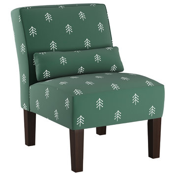 Joel Armless Chair, Line Tree Evergreen
