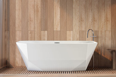 Example of a large minimalist freestanding bathtub design in Los Angeles