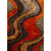 5'x7' Hand-Tufted Orange With Brown Living Room Shaggy Area Rug
