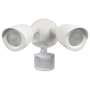 LED Security Light - Dual Head - Motion Sensor Included - White Finish - 4000K